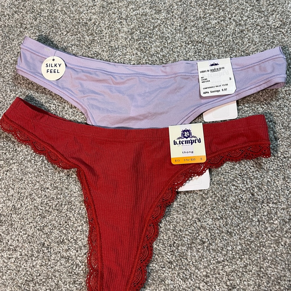B Tempted Thong Panties NWT Size S Lot of 2